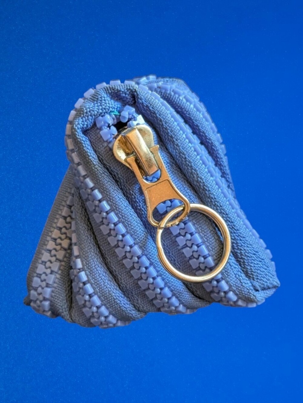 Blue Zipper Coin Key Chain